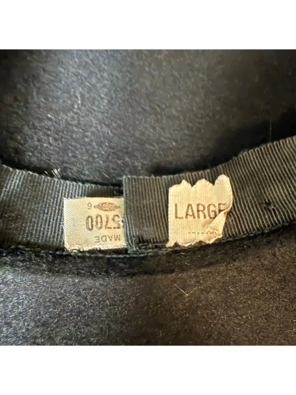 Vintage Glenover Black Felt Hat Leather Bow USA Made Large Wide Brim